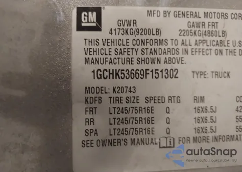 2009 Chevrolet Silverado 2500Hd Lt from USA, damaged, VIN 1GCHK53669F151302